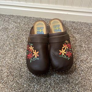 TESSA Clogs Hand painted Leather High Heel Clog size 38